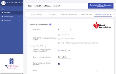 A screenshot of Health Health Check Risk Assessment template within MGT