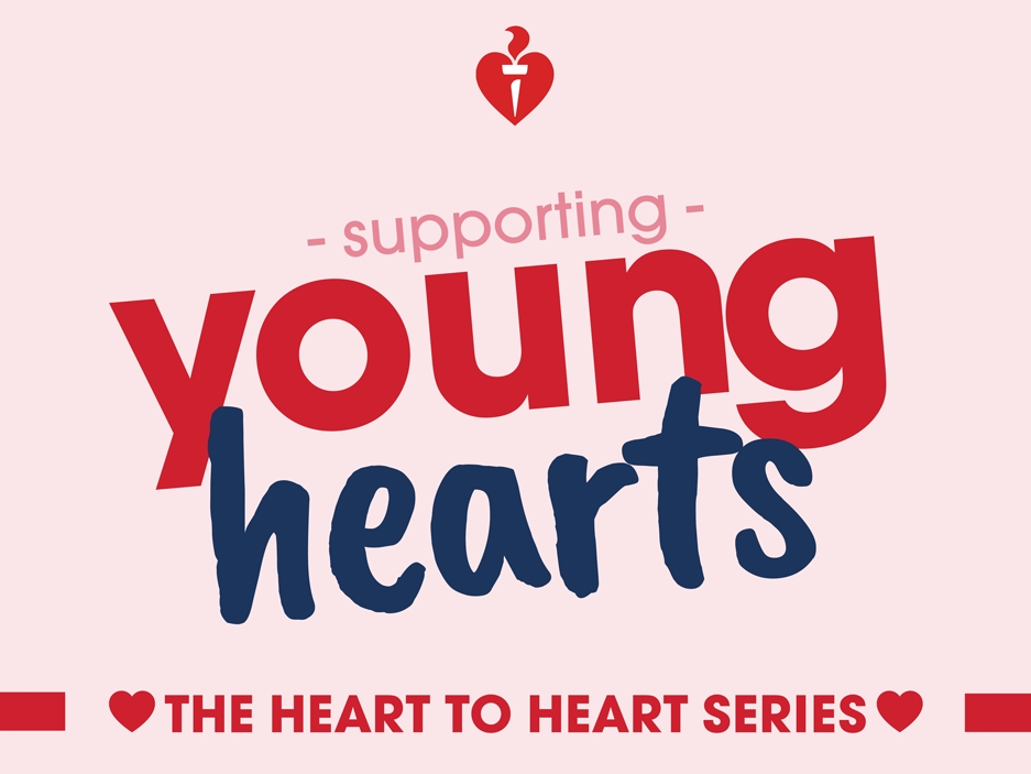 Banner: Supporting Young Hearts podcast (pink background, with red and blue text)