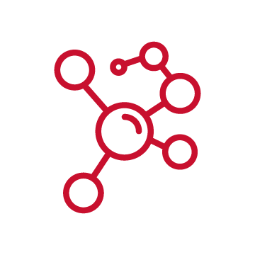Icon representing scientific research with connected nodes