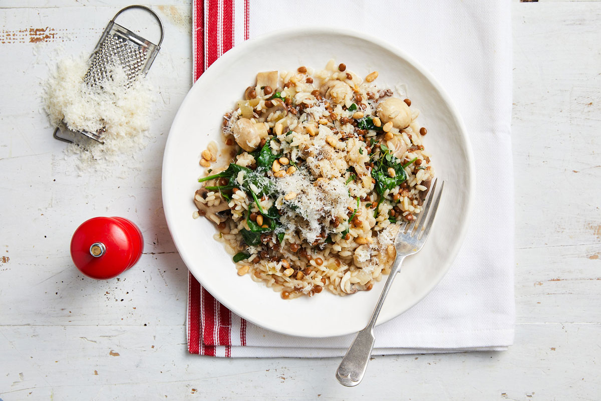 mixed-mushroom-and-lentil-risotto