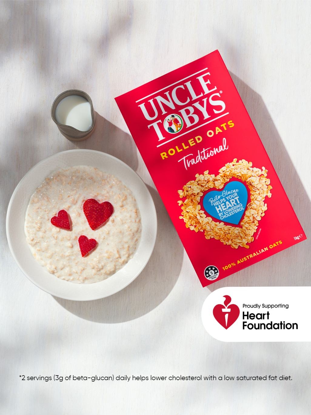 A bowl of porridge made with UNCLE TOBYS Traditional Rolled Oats