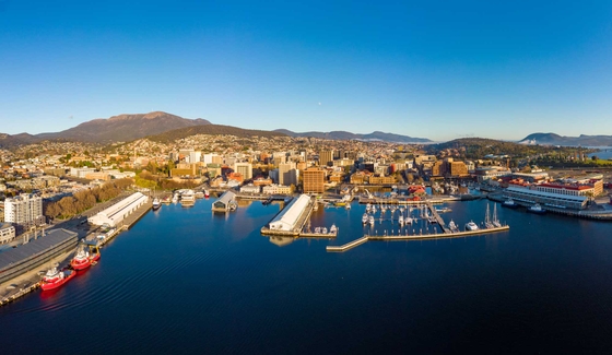 Hobart CBD and waterfront in Tasmania