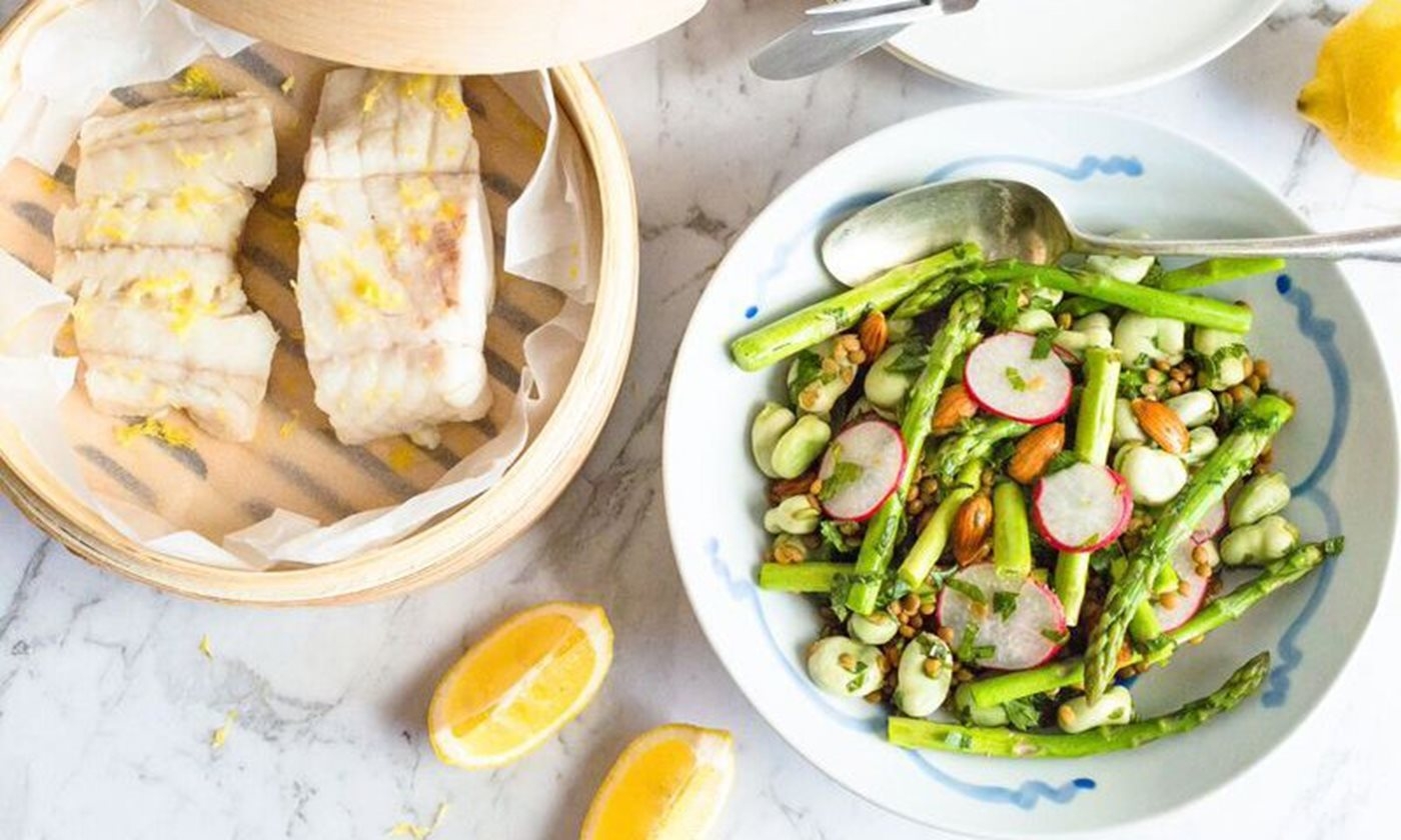 steamed-fish-served-with-broad-bean-salad