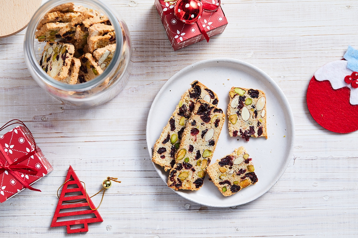 Delicious holiday meal surrounded by festive Christmas decorations