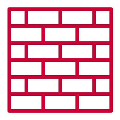 red outline of bricks symbolic of a wall