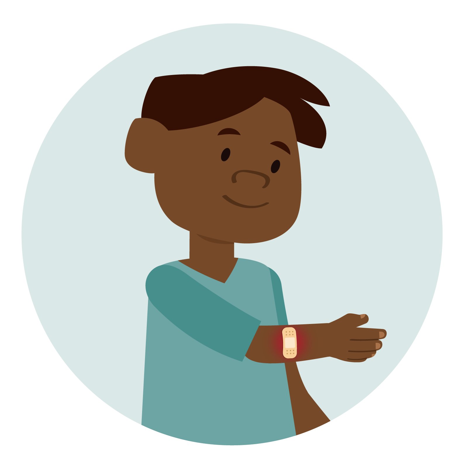 Icon of a person with bandaid covering sores