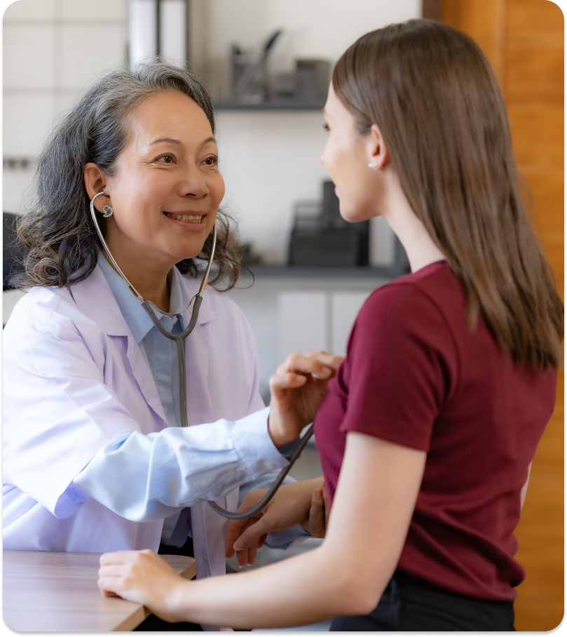 Doctor and patient getting a heart exam 