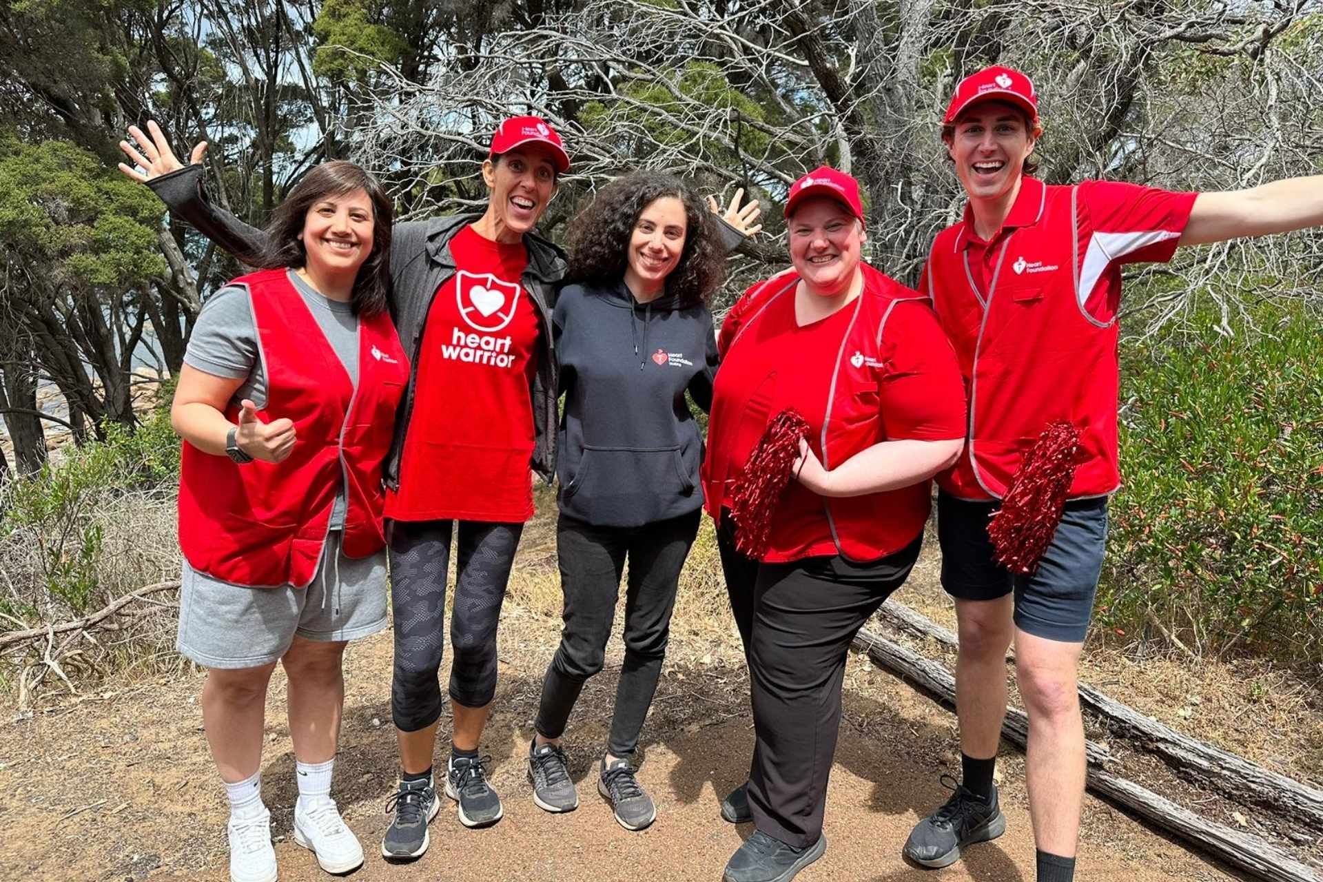 Heart Foundation staff posing for a photo on a fundraising hike