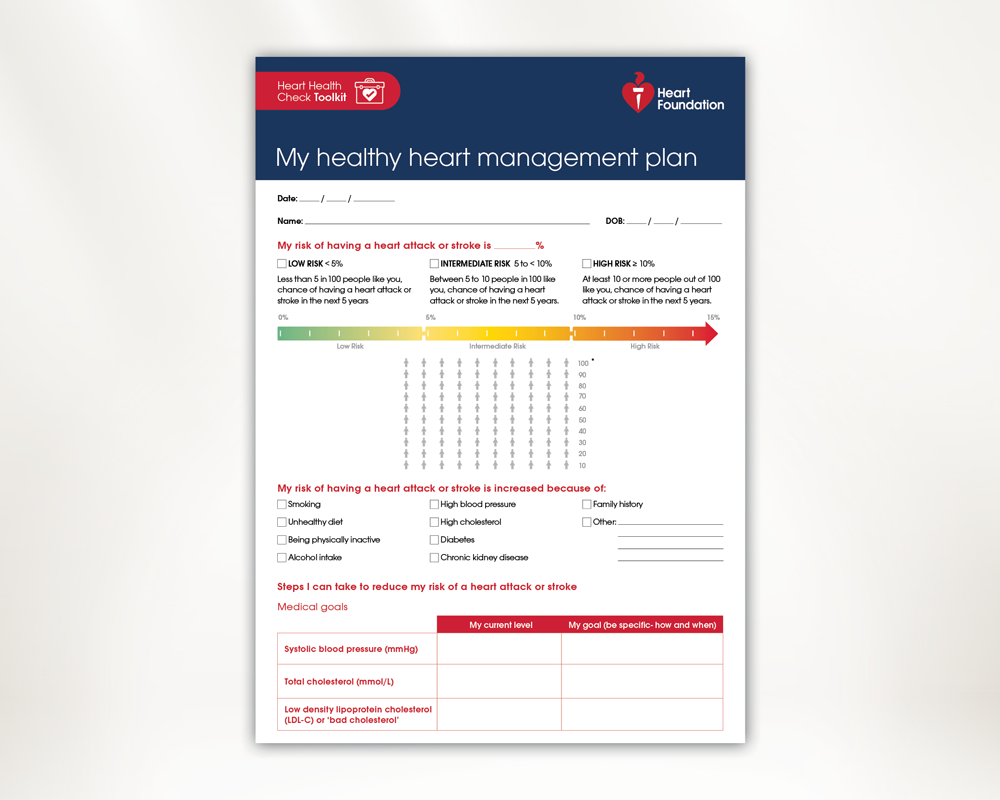 Screen grab from My healthy heart management plan resource download