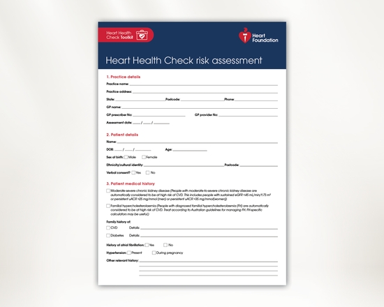 Screen grab from Heart Health Check risk assessment resource download