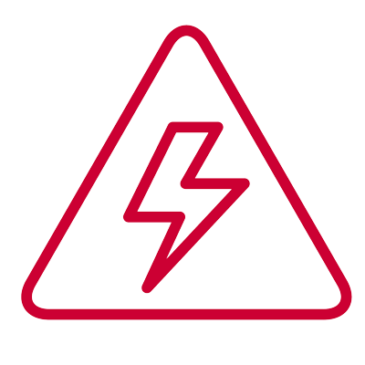 red outline of symbol for electricity