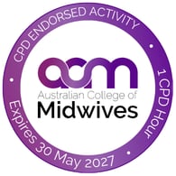 Australian College of Midwives (ACM) purple white and black logo