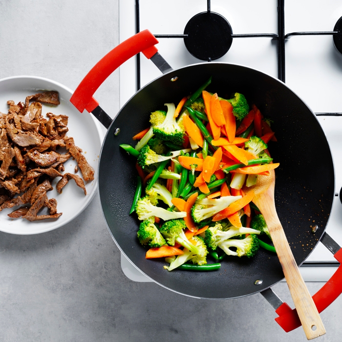 Vegetables cooking in a wok