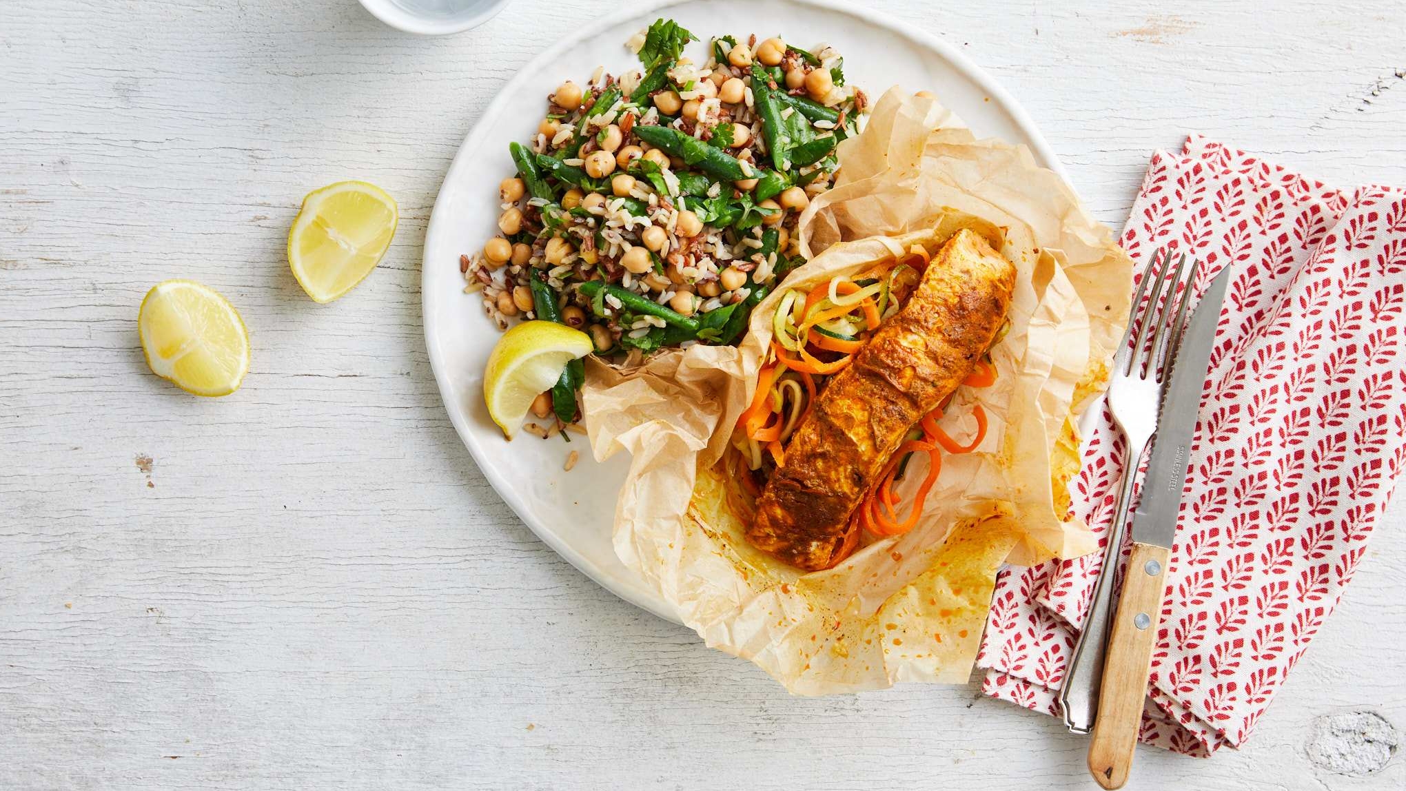 salmon-tikka-parcels-rice-salad