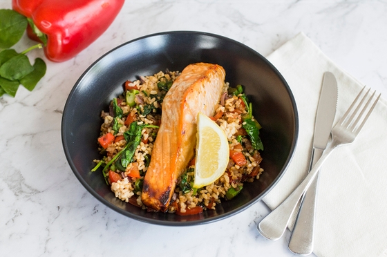 sticky-baked-salmon-served-with-brown-fried-rice