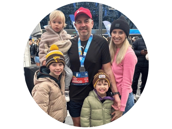 Jarrod with family at Run Melbourne marathon