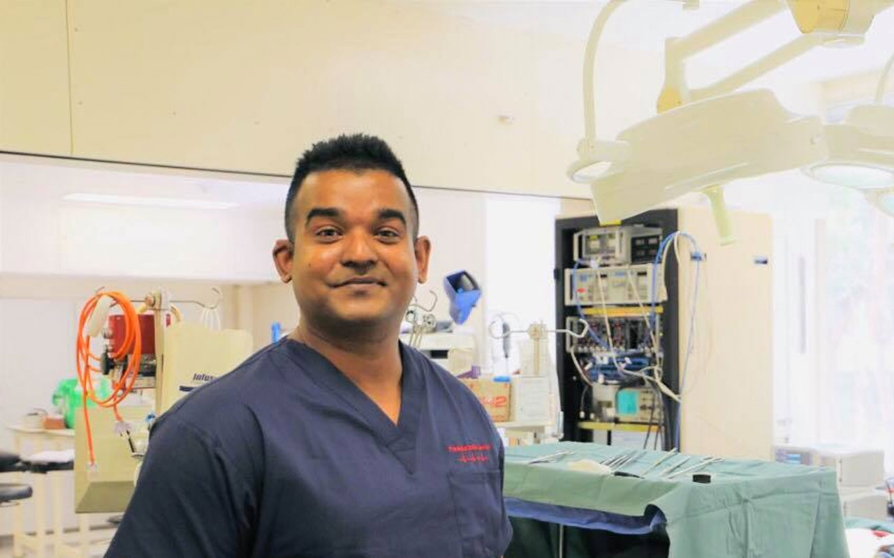 Associate Professor Yugeesh Lankadeva in an operating theatre