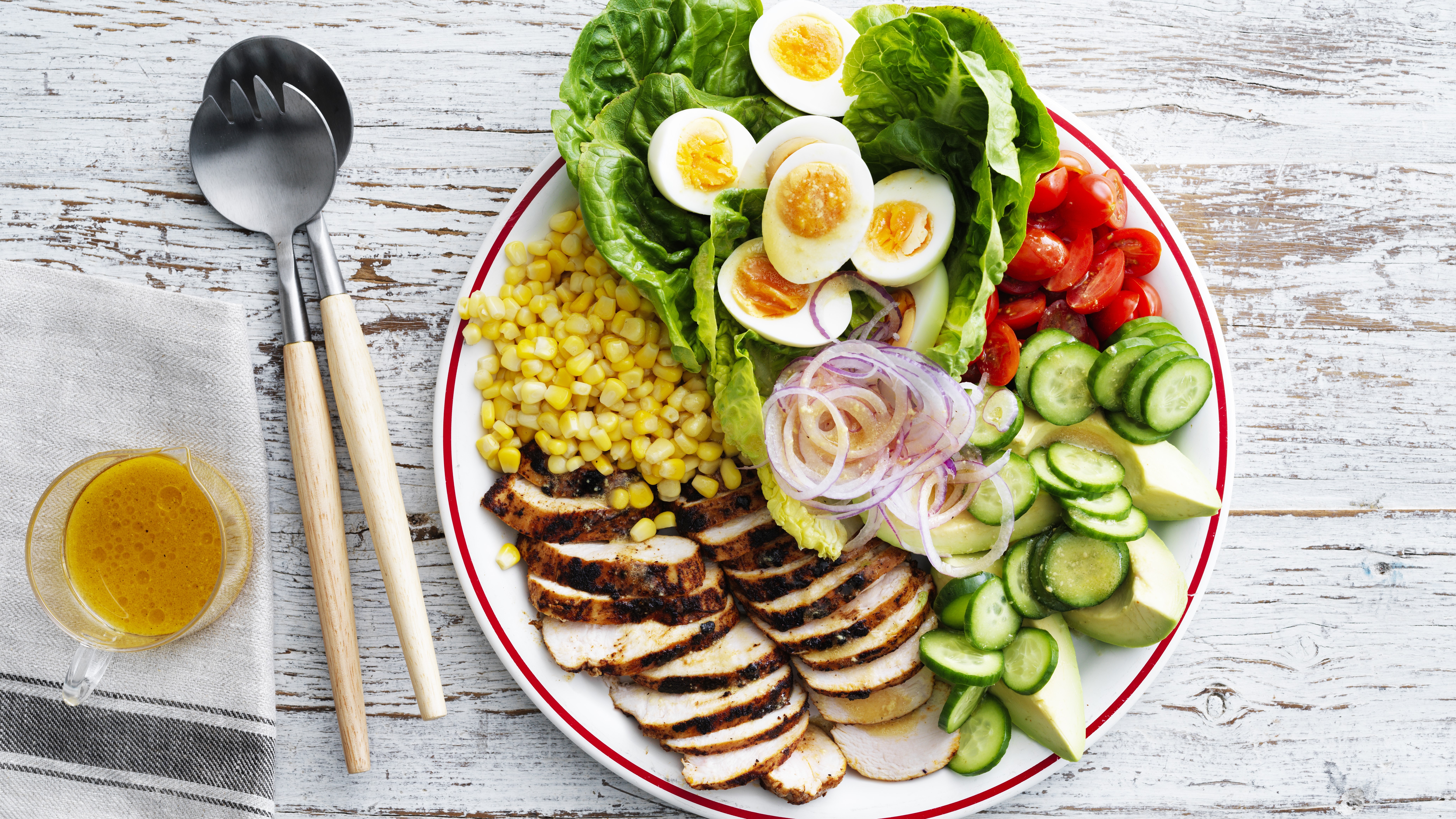colourful spread of meat and vegetables 
