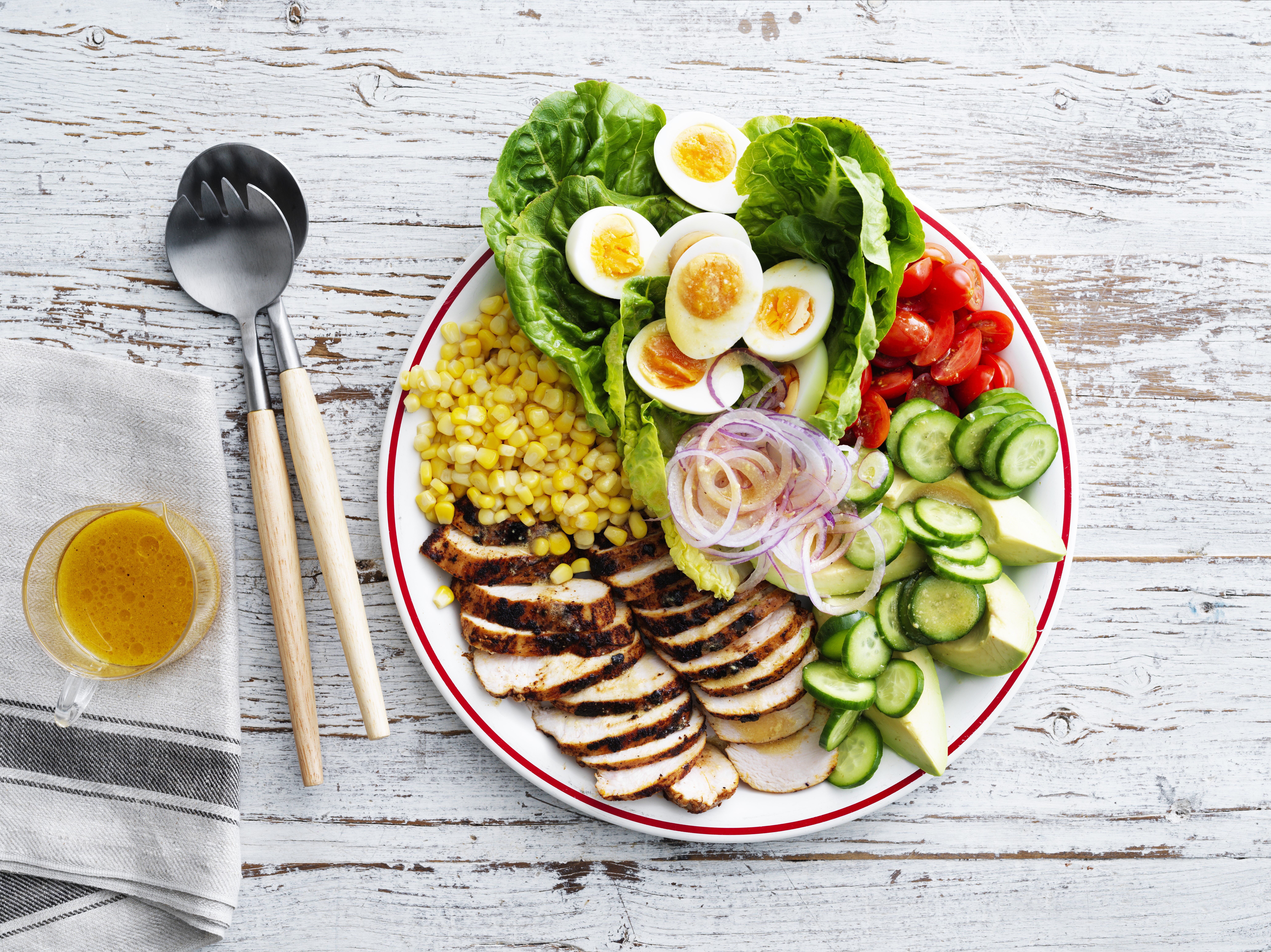 colourful spread of meat and vegetables 