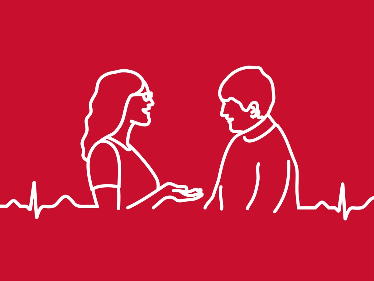 An illustration visualising two people fundraising in the community
