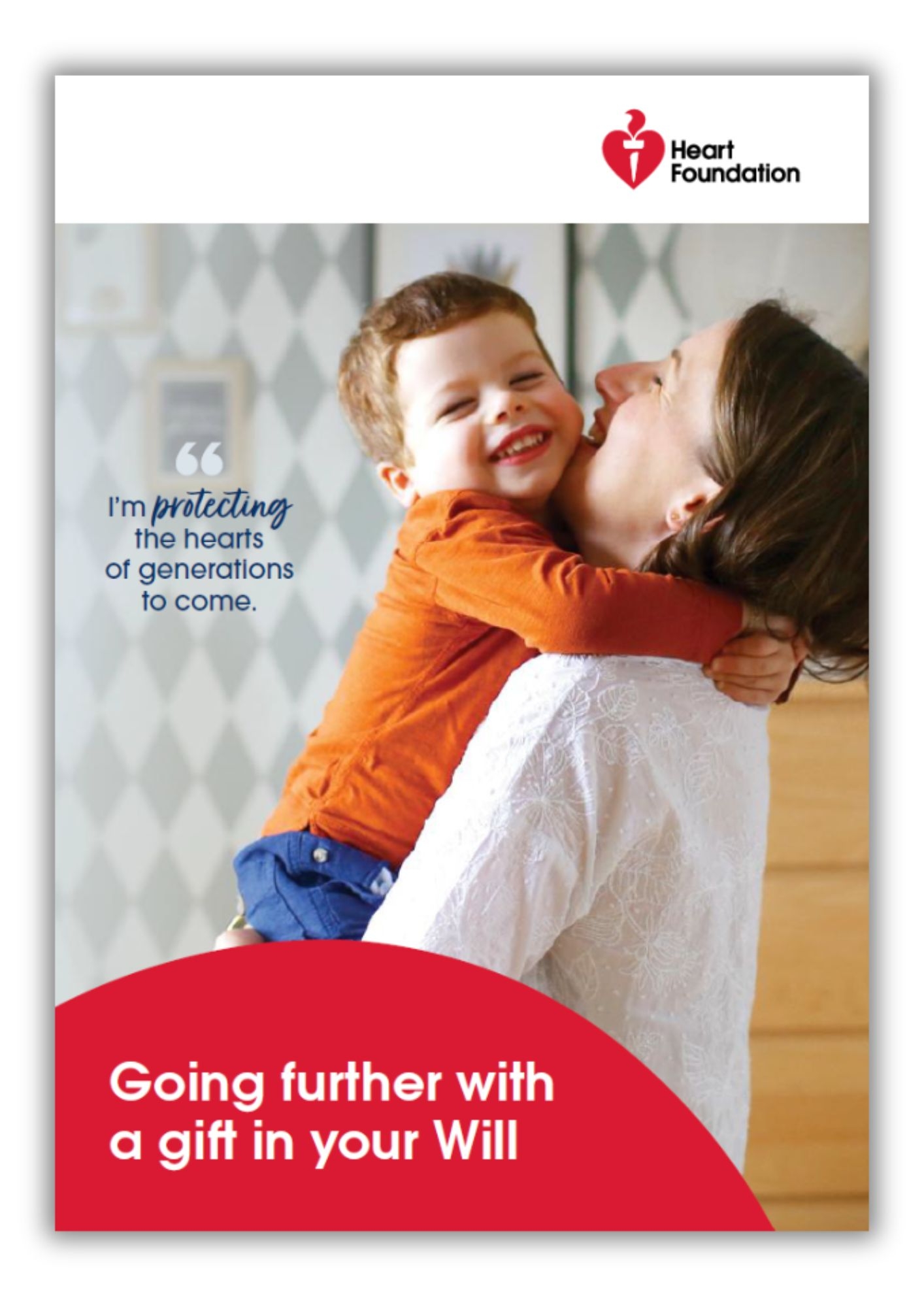 The cover of the Gift in Wills guide, featuring a photograph of a woman holding her son.