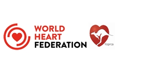 World Heart Federation logo: A red heart with a globe inside, symbolizing global efforts to promote heart health.