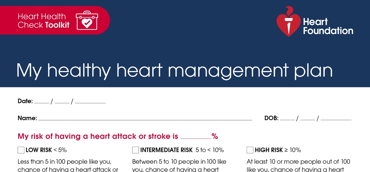 Shows a screengrab from the first page of the document My Healthy Heart Plan