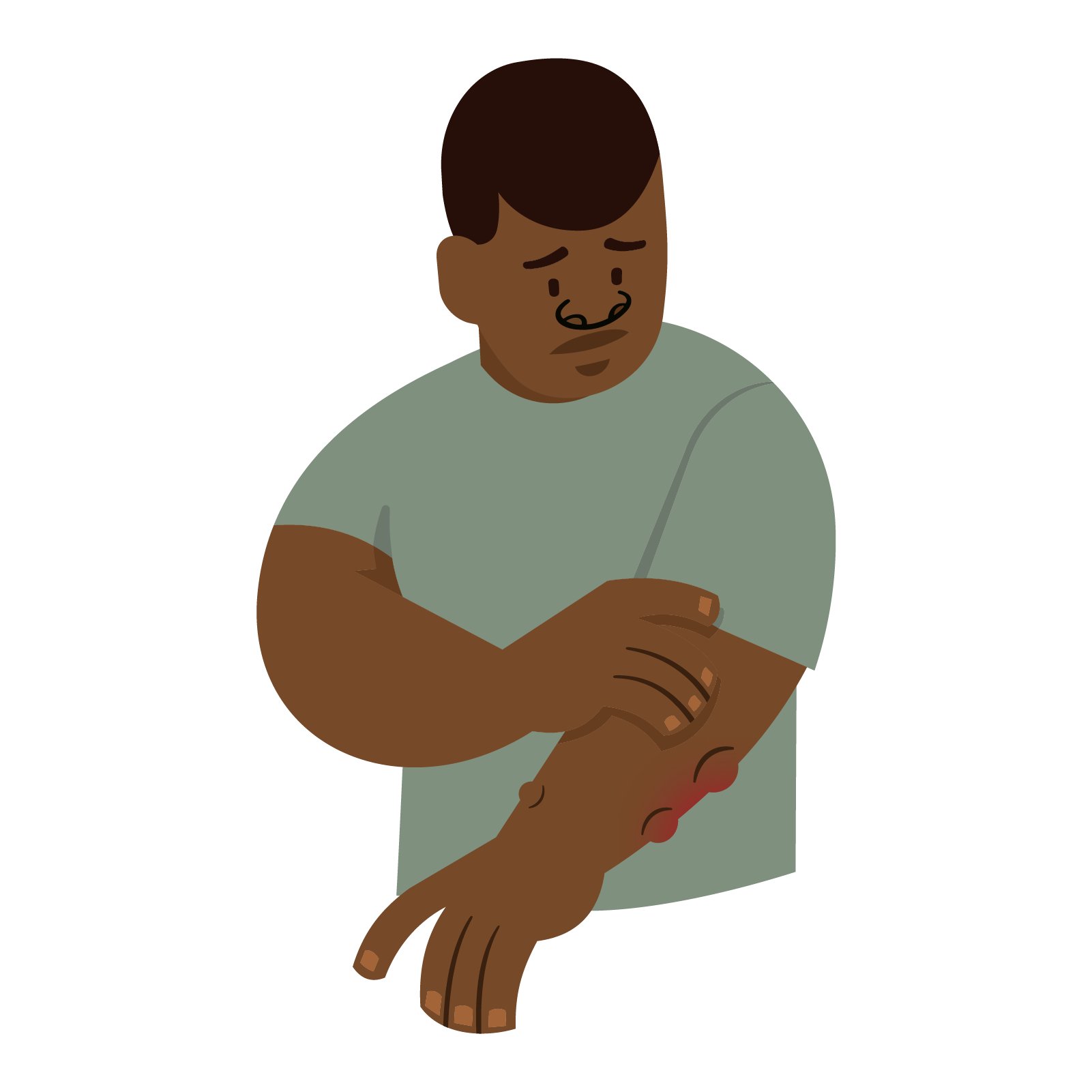 Icon of a person with red lumps under the skin