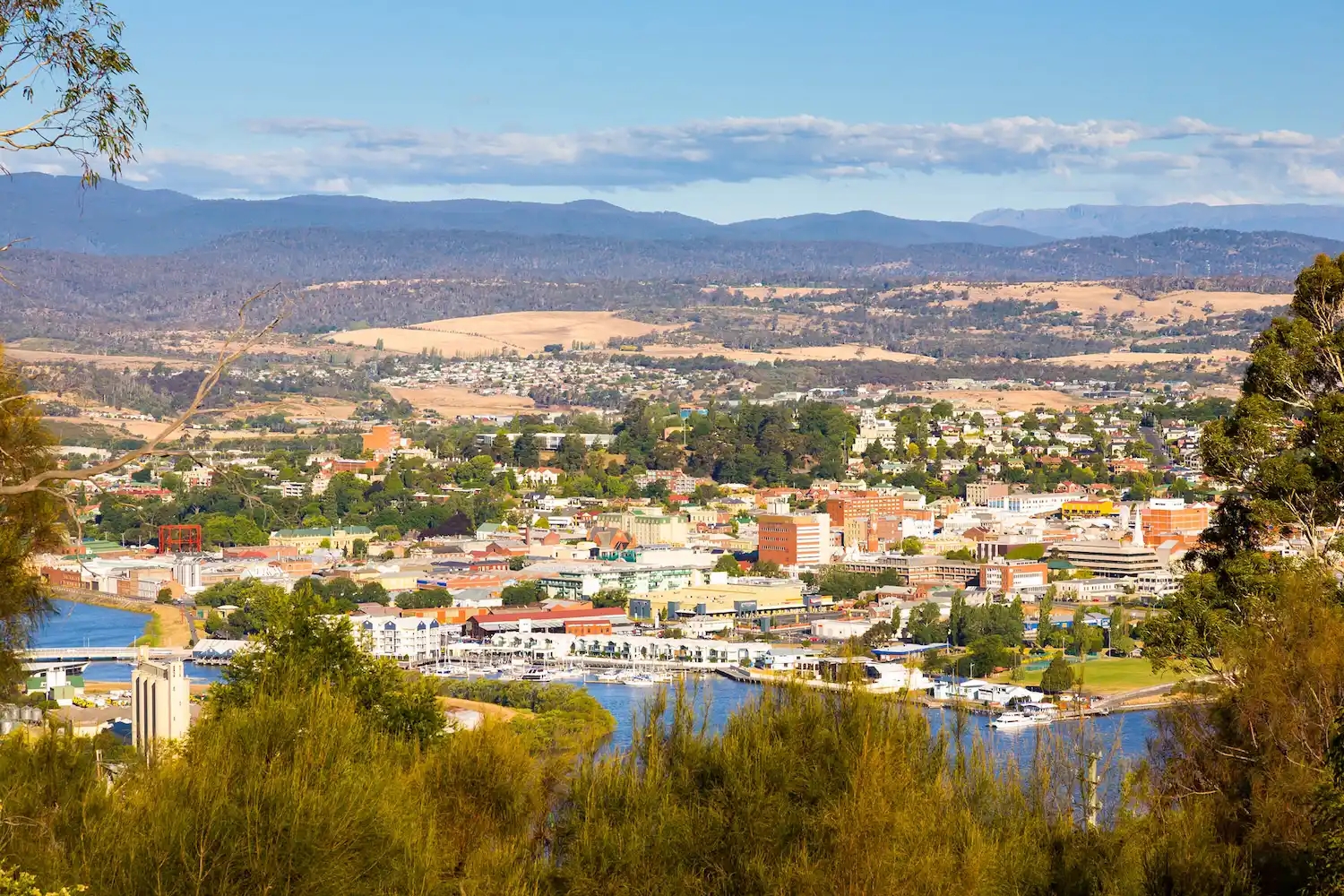 Aerial view of Launceston city, Tasmania Australia