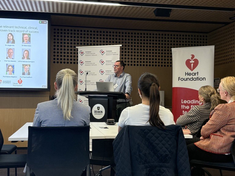 Phillip Boyle presenting at the Heart Week Breakfast