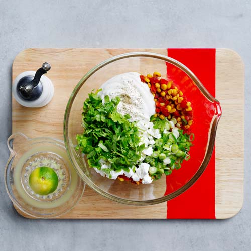 Mixing the salad