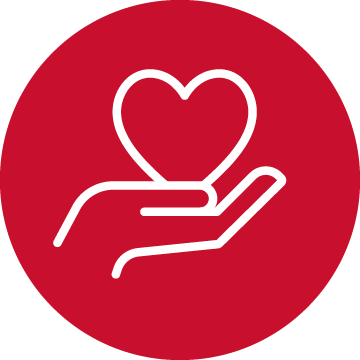 Hand holding heart icon