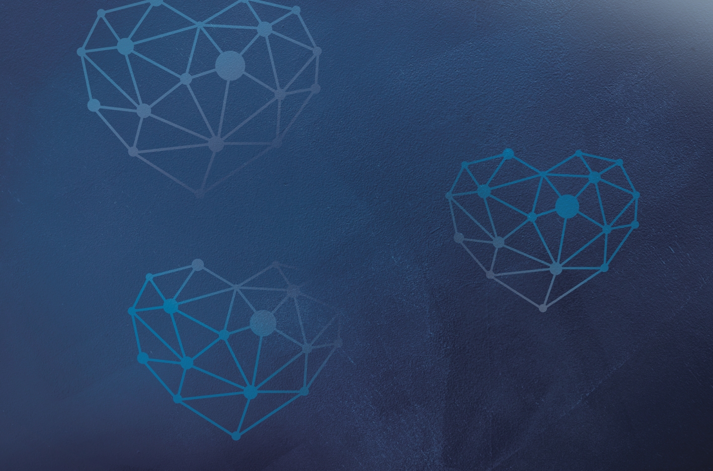 Blue gradient background with hearts with network-design