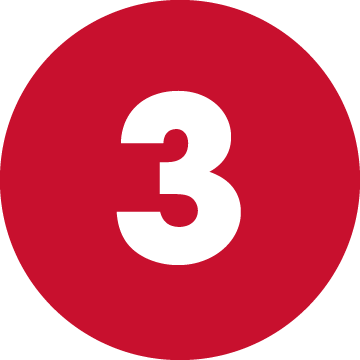 Number 3 written on a red circle