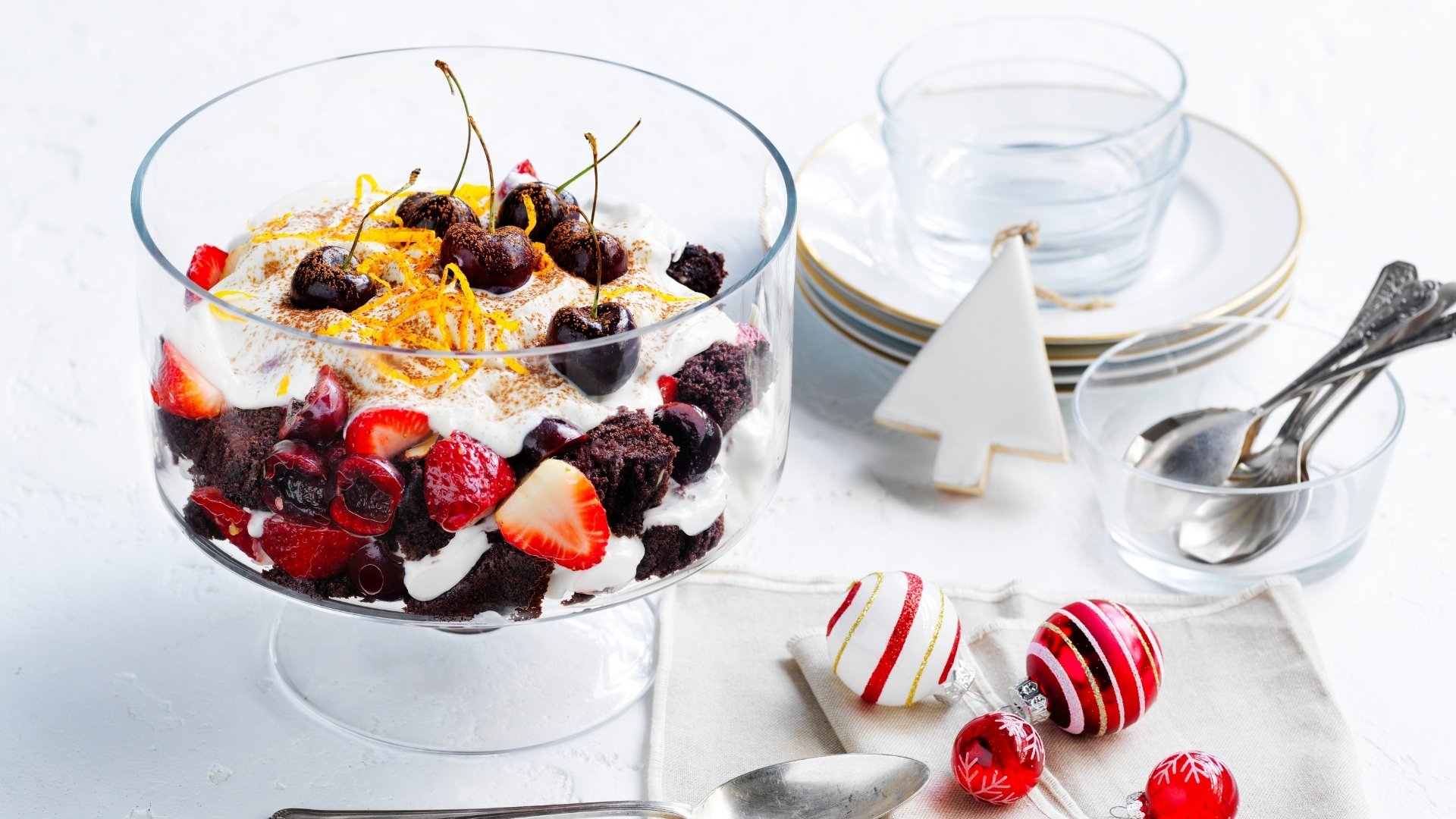 Heart healthy chocolate berry cherry trifle