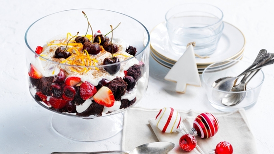 Heart healthy chocolate berry cherry trifle