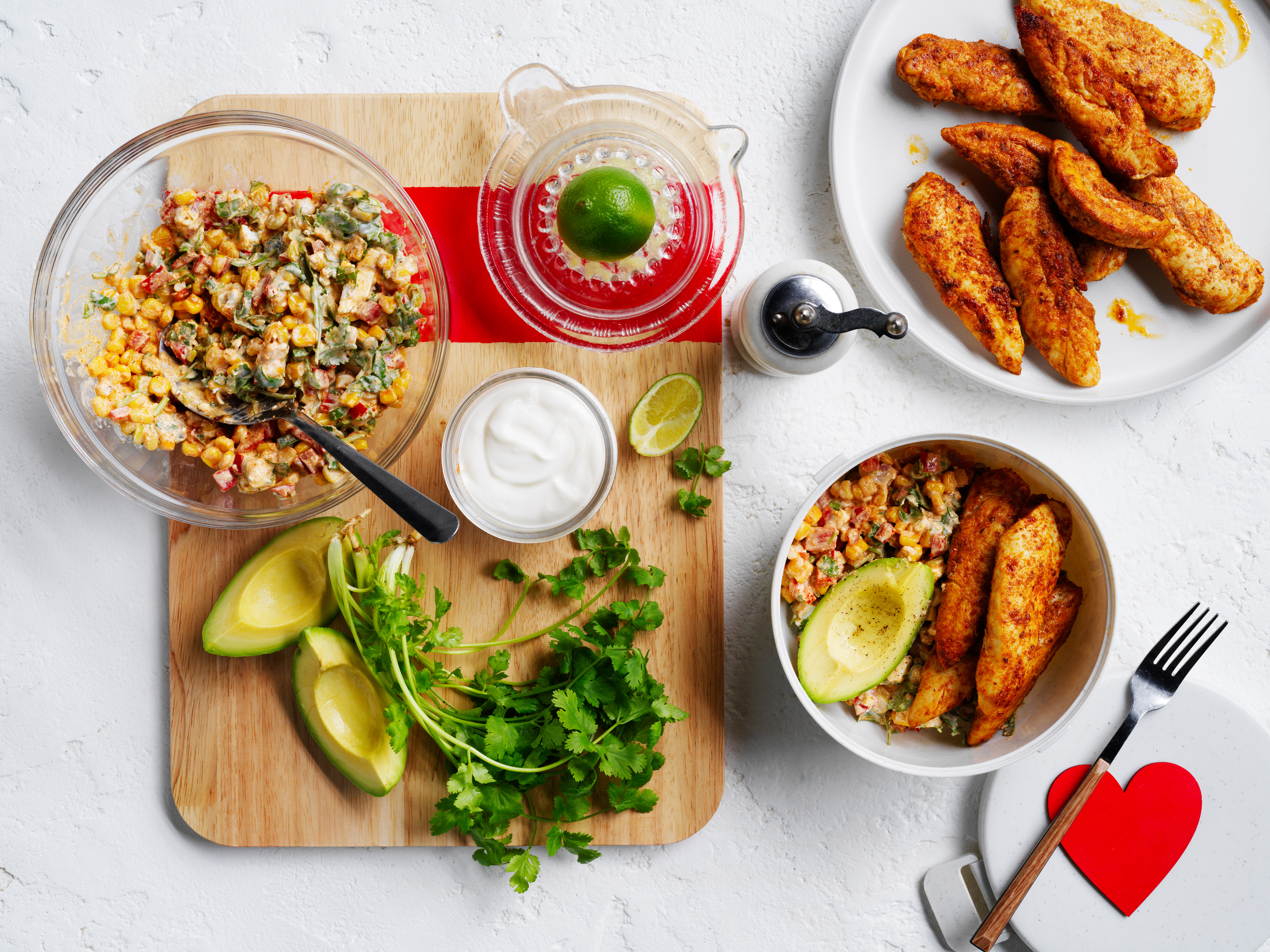 Mexican chicken and street corn salad