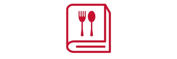 An icon representing a recipe book.