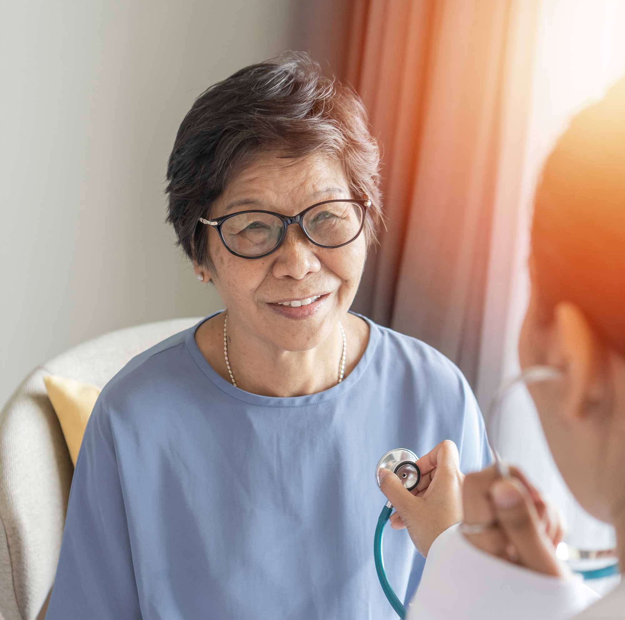 Healthy elderly patient with medical health checkup with cardiologist or GP