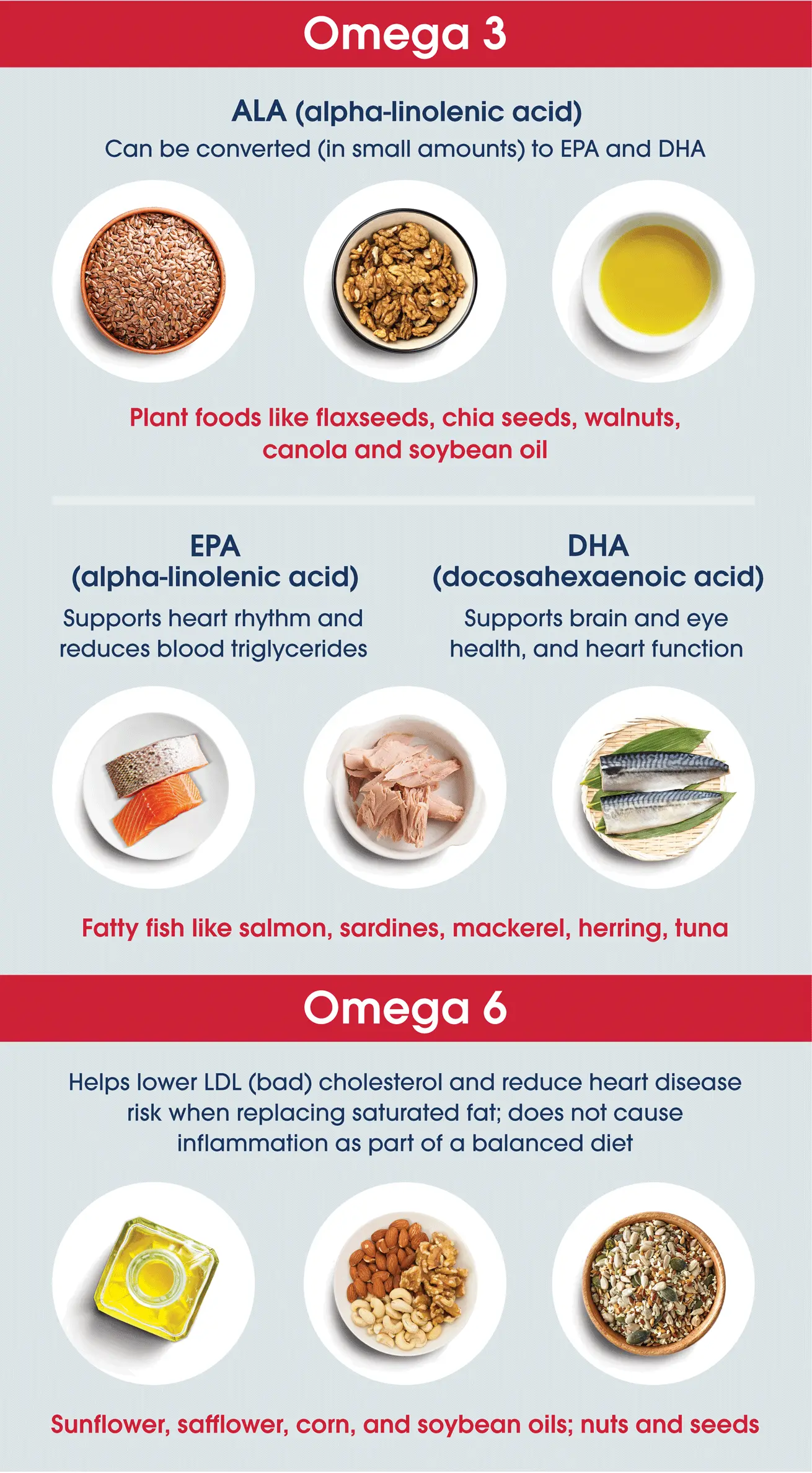 Omega Fats Table infographic