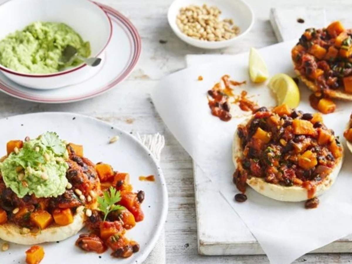 Mexican pumpkin and bean sloppy joes served in buns