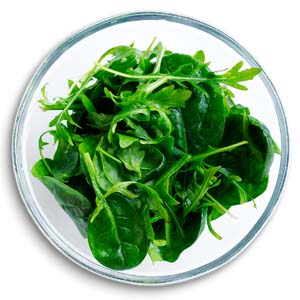 Baby spinach and rocket leaves