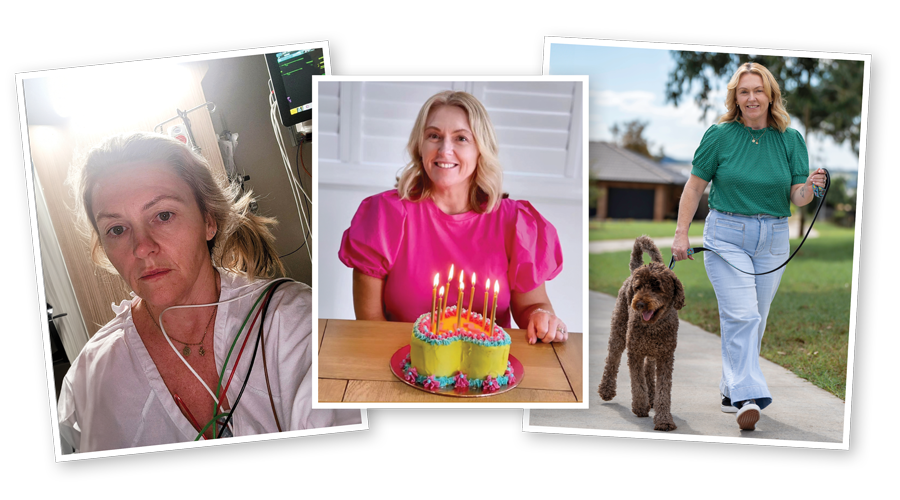 Collage of images of Nadene who survived a SCAD heart event