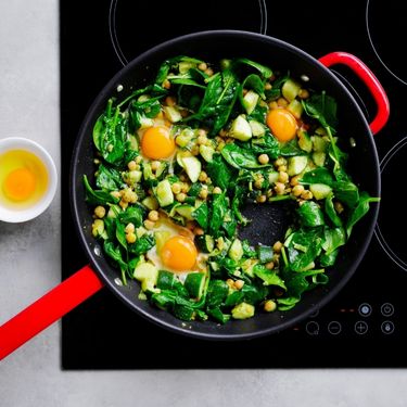 Make hollows and cook eggs