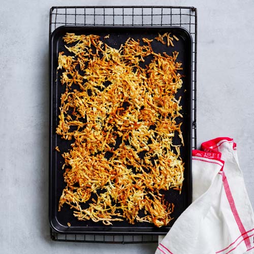 Baked tofu turning golden