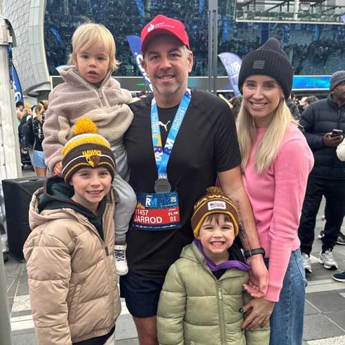 Jarrod with family at Run Melbourne marathon