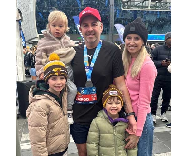 Jarrod with family at Run Melbourne marathon