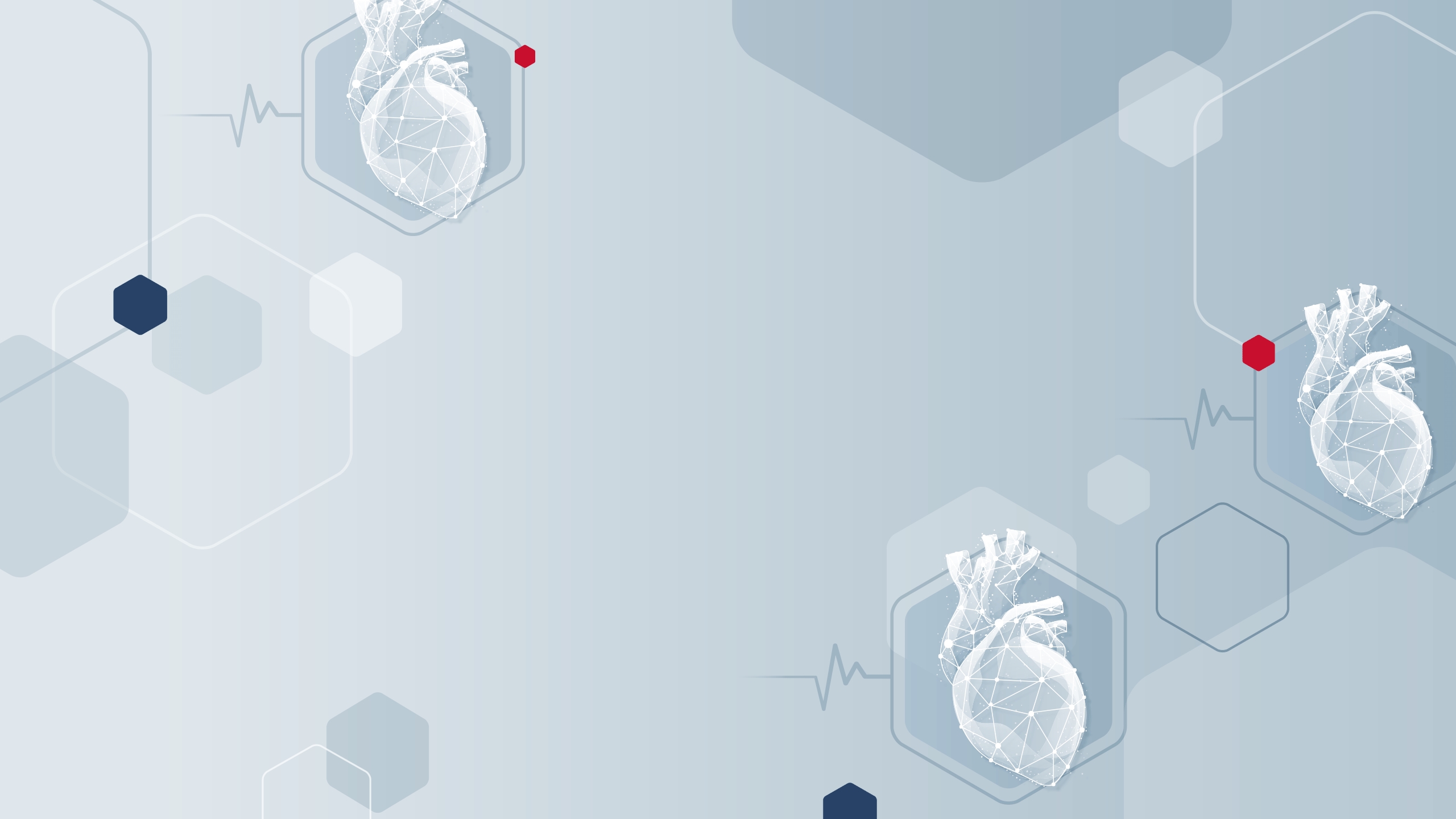 Hexagonal medical-themed design on a light blue background, featuring icons of a heart, stethoscope, hospital, and medicine