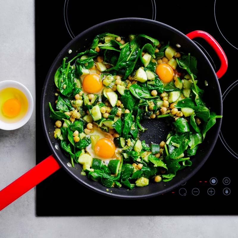 Make hollows and cook eggs