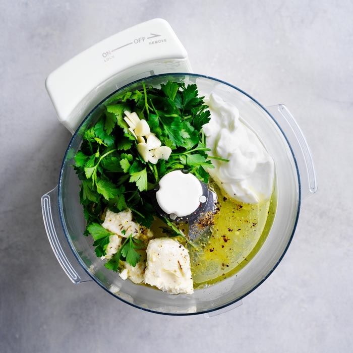 Blending feta dressing